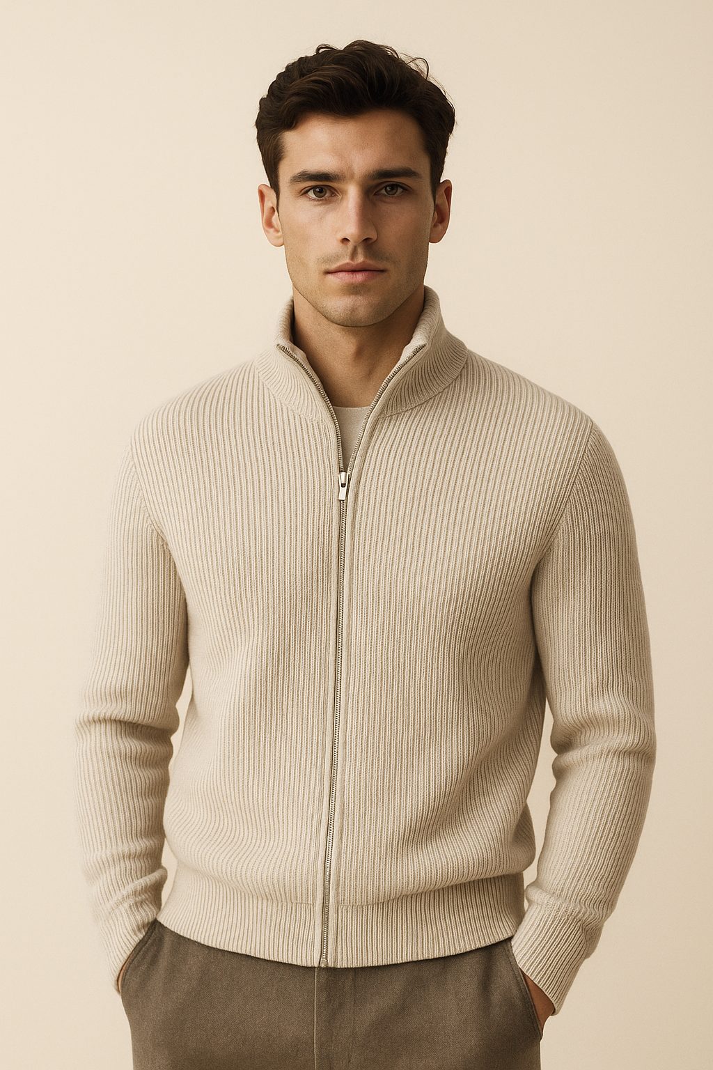 Roma Cashmere Cardigan Beige