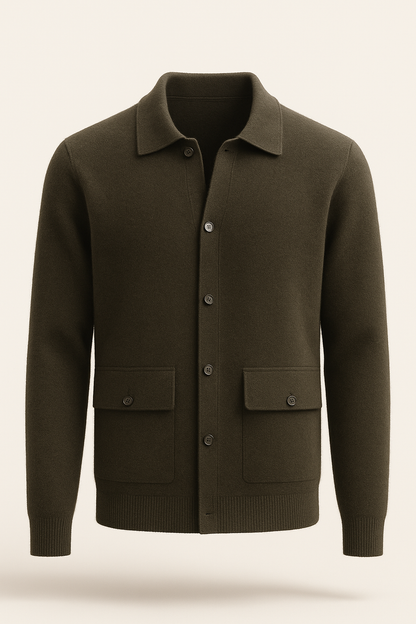 Lorenzo Cashmere Cardigan Olive Green