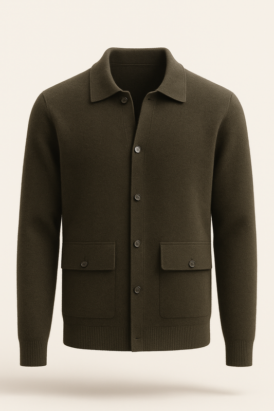 Lorenzo Cashmere Cardigan Olive Green