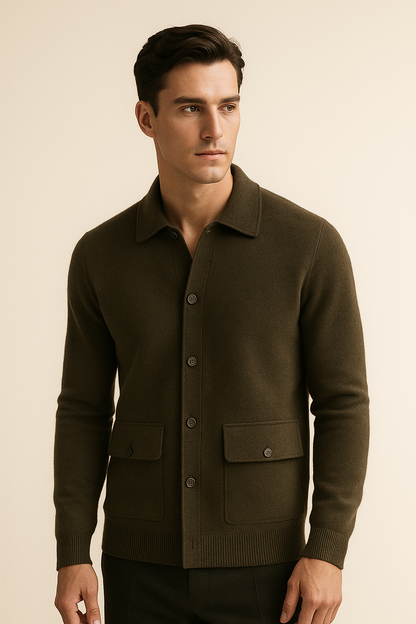 Lorenzo Cashmere Cardigan Olive Green