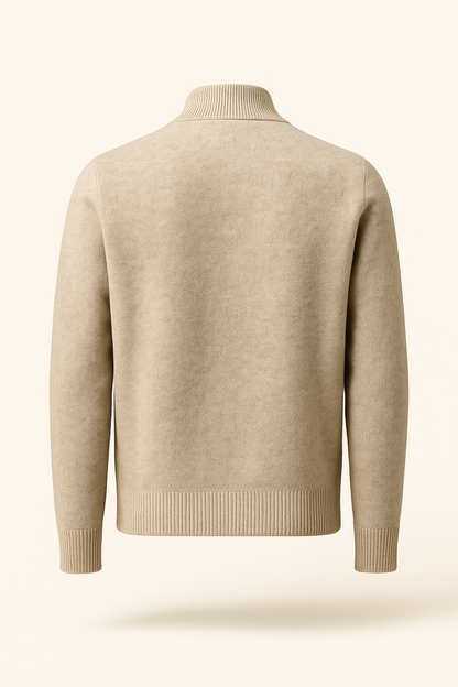 Lorenzi Cashmere Zip Knit Beige