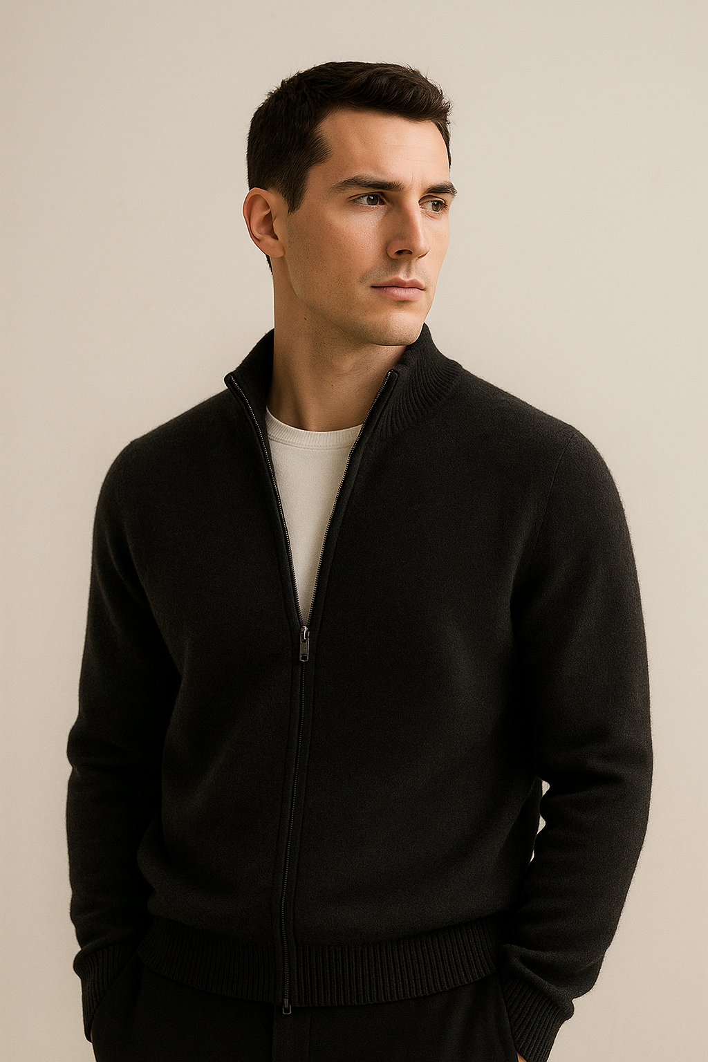 Lorenzi Cashmere Cardigan Black
