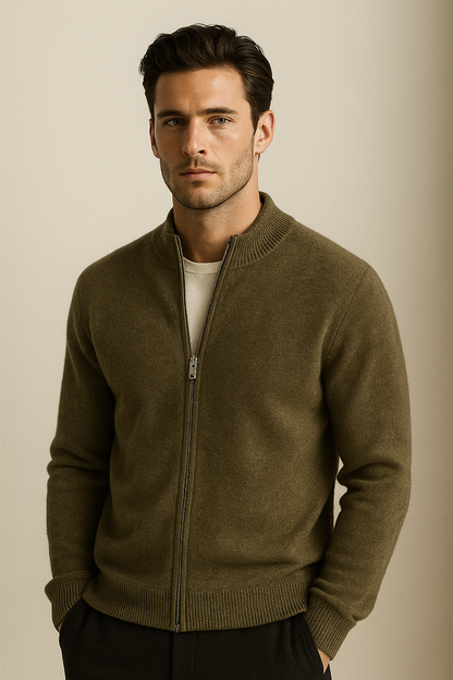 Lorenzi Cashmere Cardigan Olive