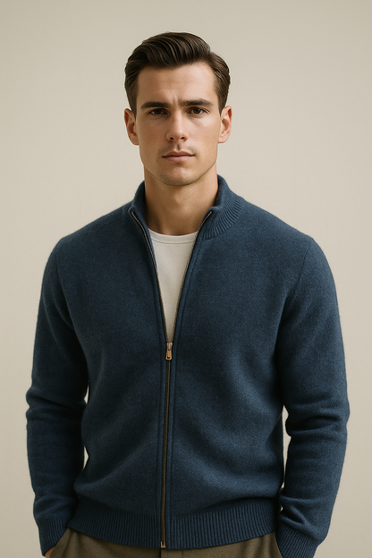 Lorenzi Cashmere Cardigan Blue
