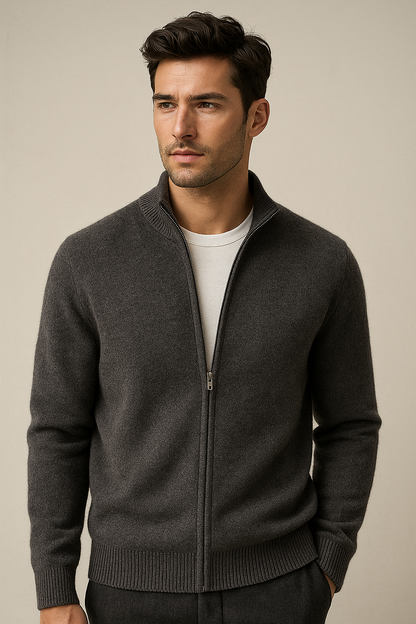 Lorenzi Cashmere Cardigan Dark Grey