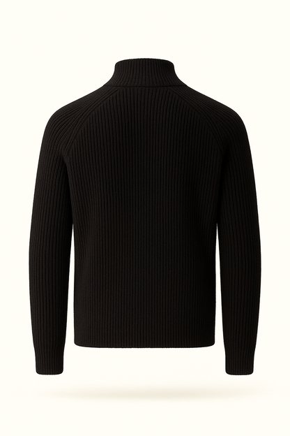Valeno Wool Zip Knit Black