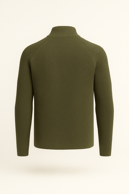 Valeno Wool Zip Knit Olive