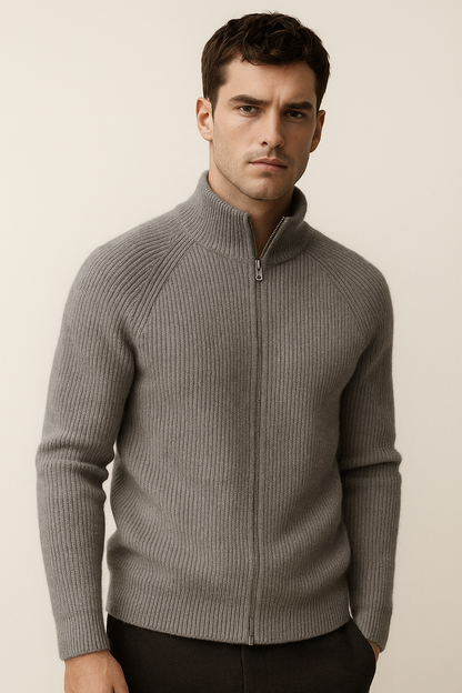 Valeno Wool Zip Knit Dark Grey