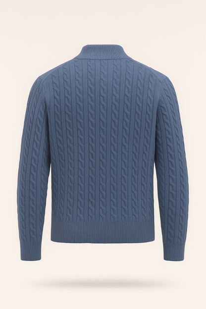Lerano Cashmere Half-Zip Knit Blue