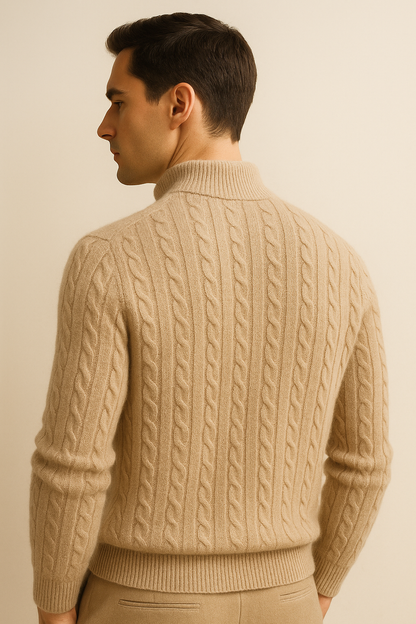 Lerano Cashmere Half-Zip Knit Camel