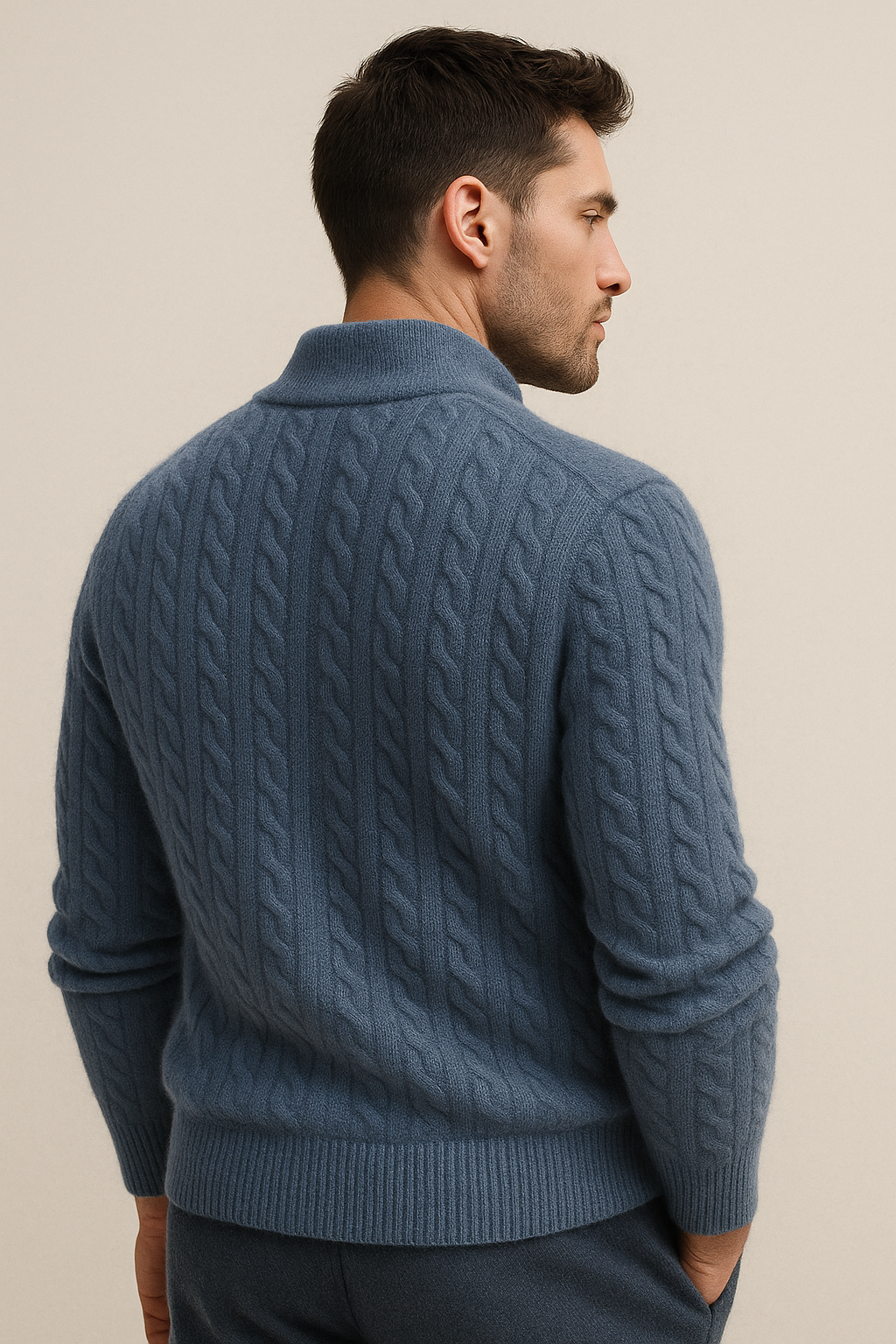 Lerano Cashmere Half-Zip Knit Blue