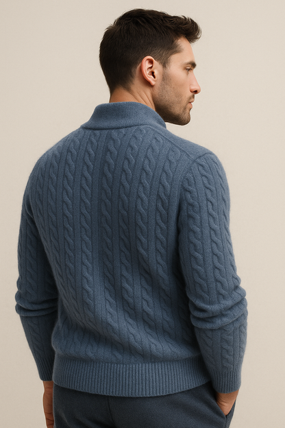 Lerano Cashmere Half-Zip Knit Blue
