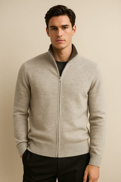 Marciello Reversible Cashmere Zip Knit Grey & Dark Grey