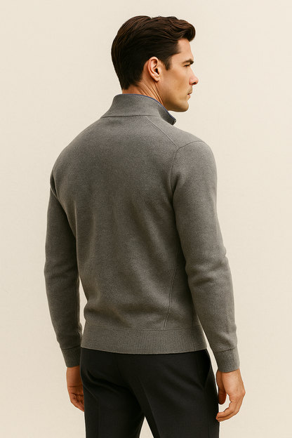 Marciello Reversible Cashmere Zip Knit Navy & Grey
