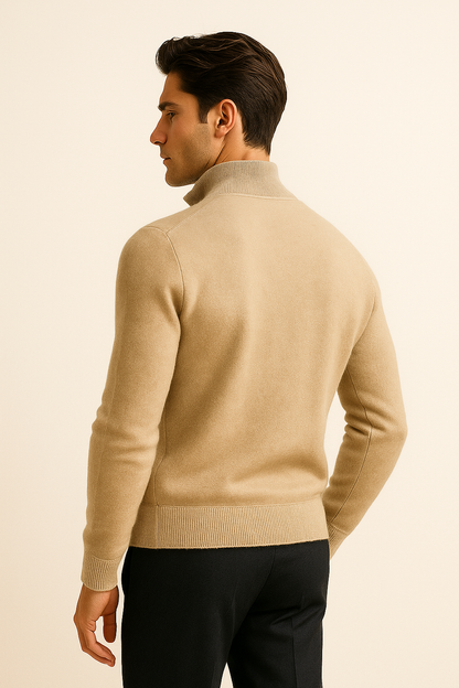 Marciello Reversible Cashmere Zip Knit Beige & Grey