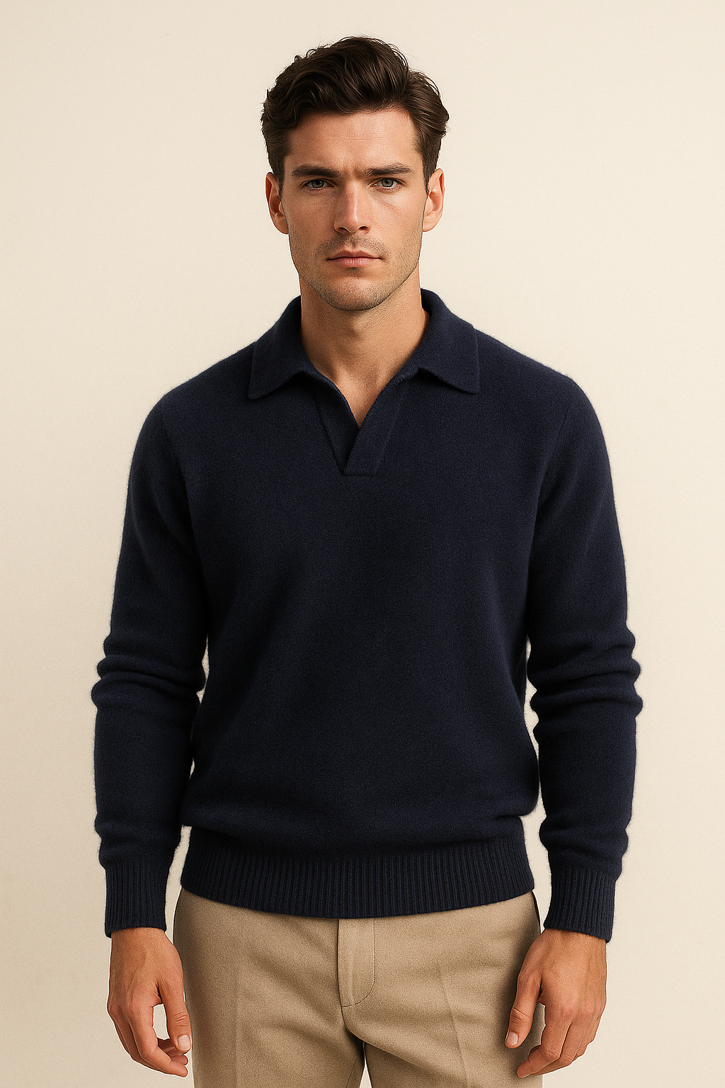 Marencio Cashmere Polo Knit Navy