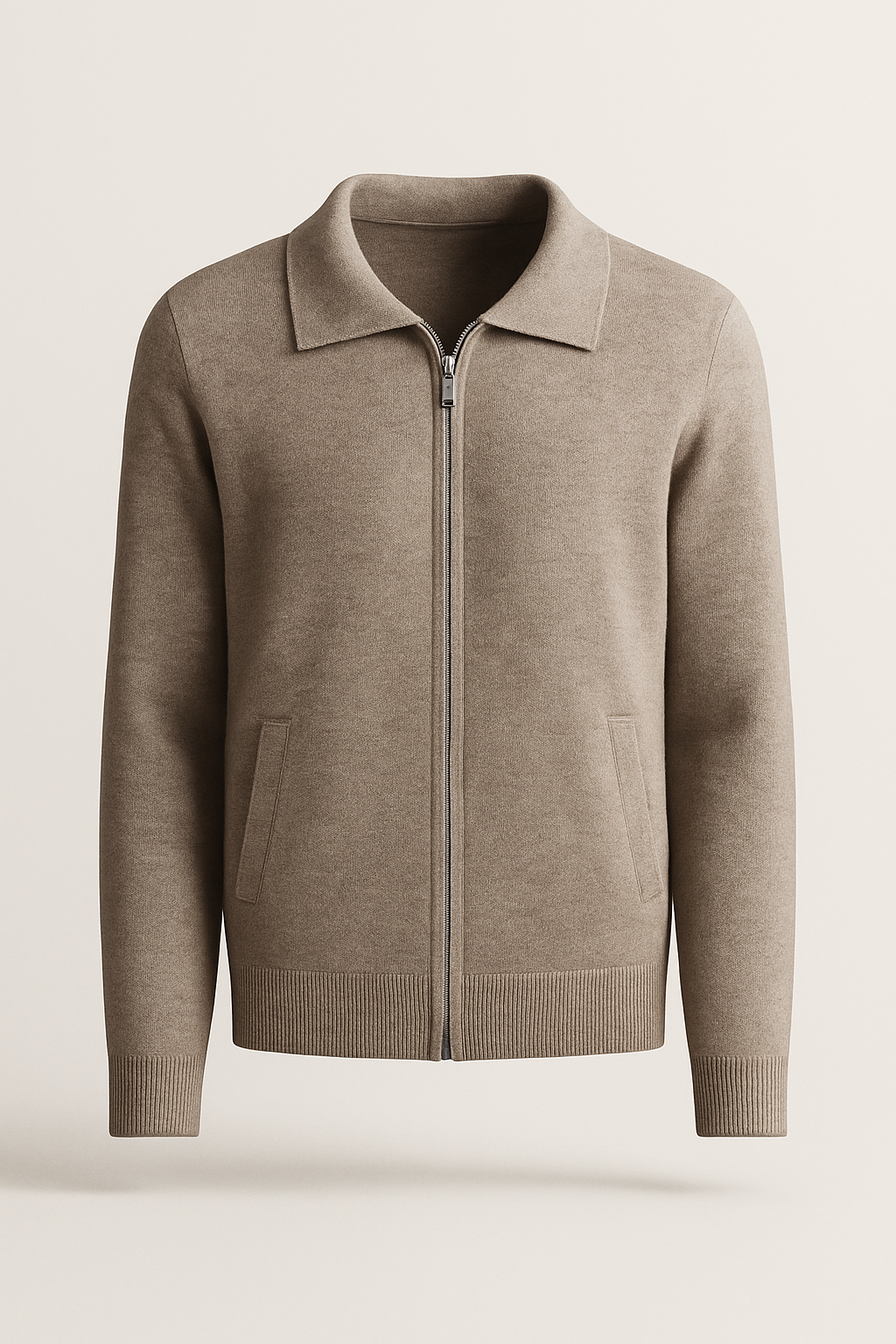 Carvelli Merino Zip Sweater Taupe