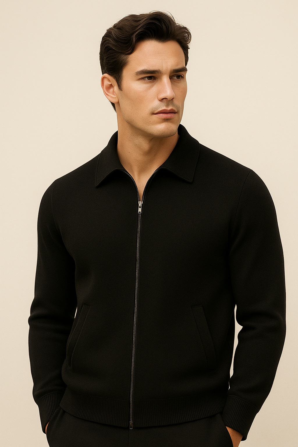 Carvelli Merino Zip Sweater Black