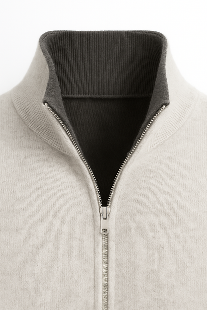 Marciello Reversible Cashmere Zip Knit Grey & Dark Grey