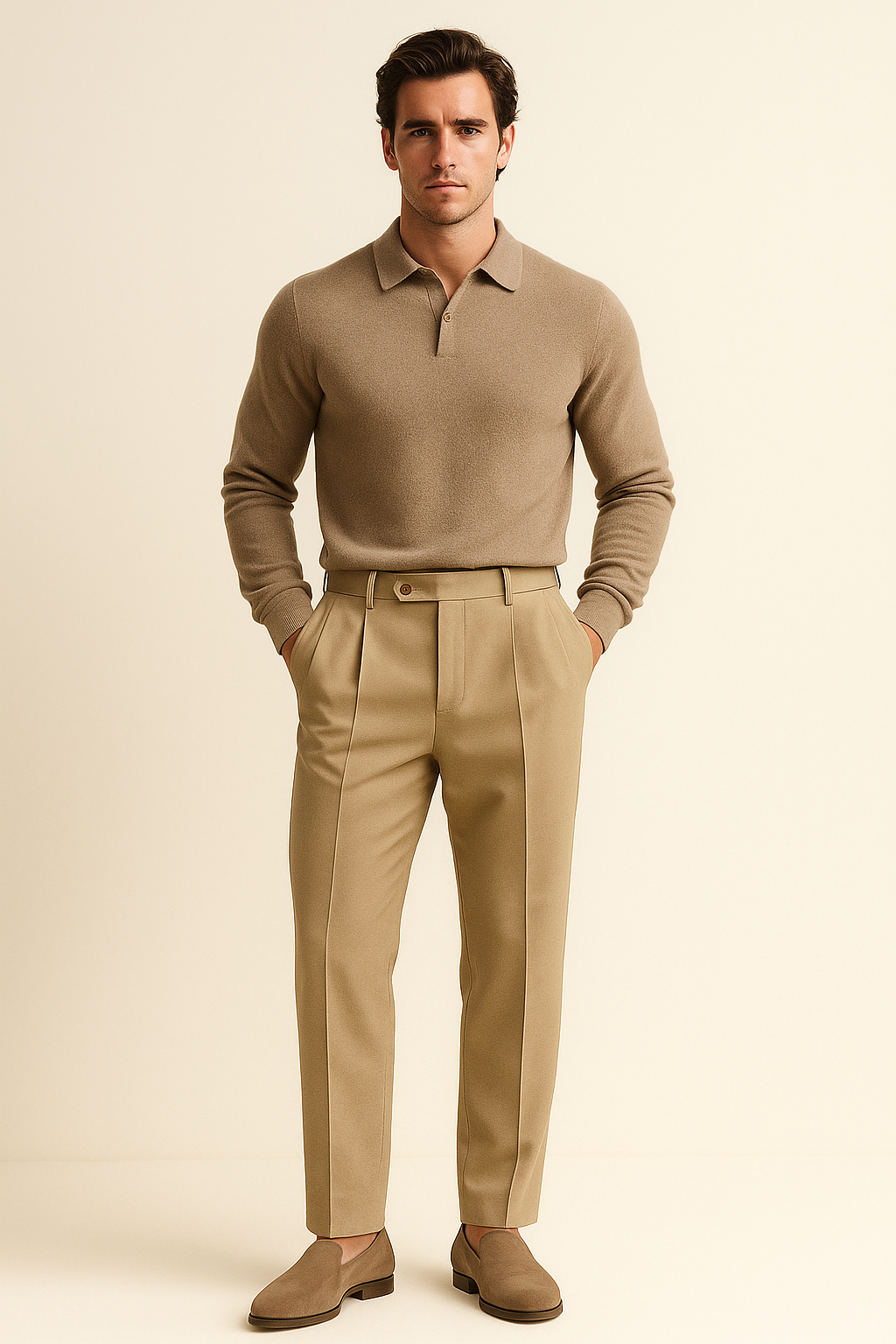 Valenti Gabardine Cotton Pantalon Sand