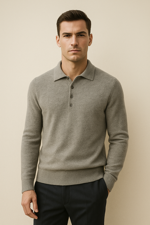 Alessandro Merino Polo Sweater Grey