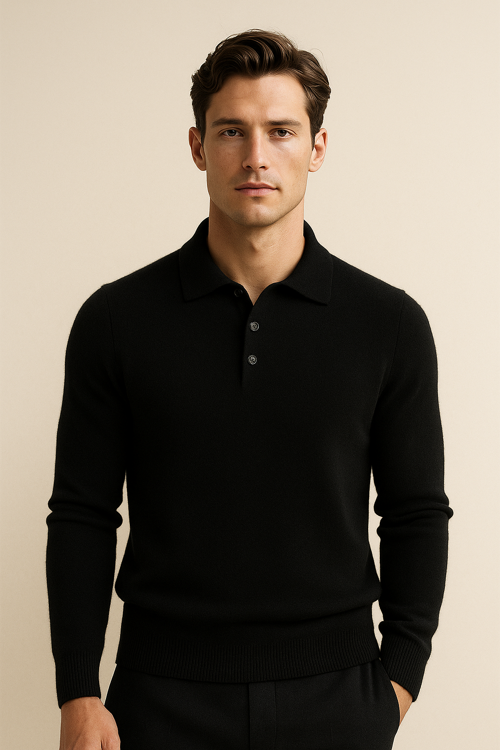 Alessandro Merino Polo Sweater Black