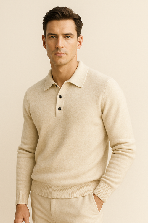 Alessandro Merino Polo Sweater Beige