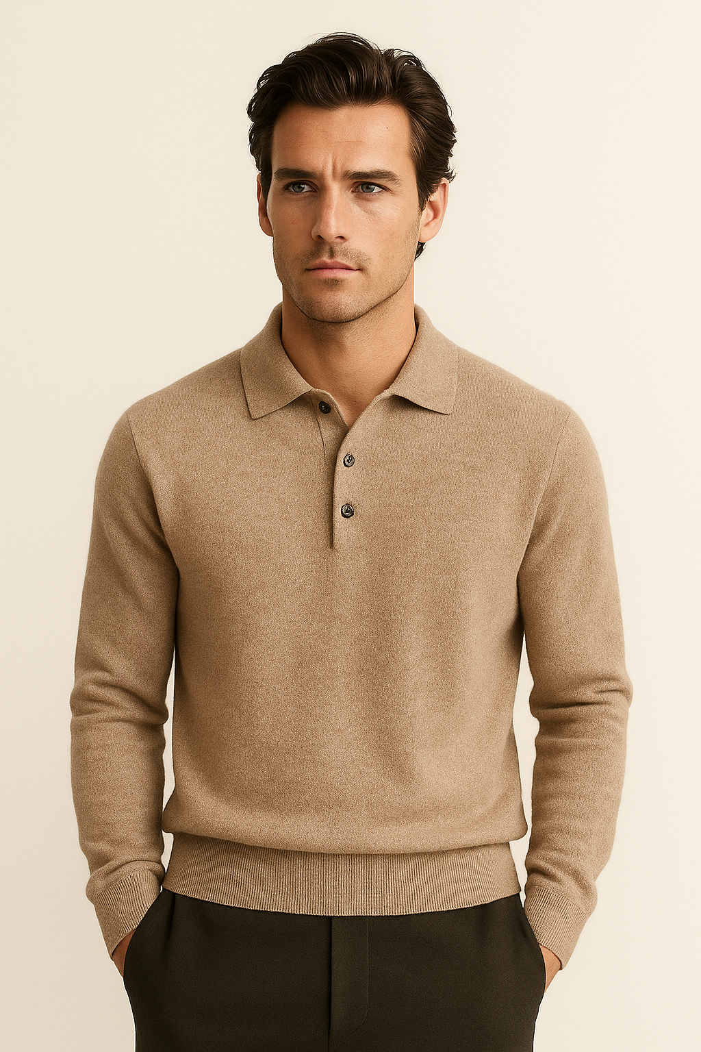 Alessandro Merino Polo Sweater Taupe