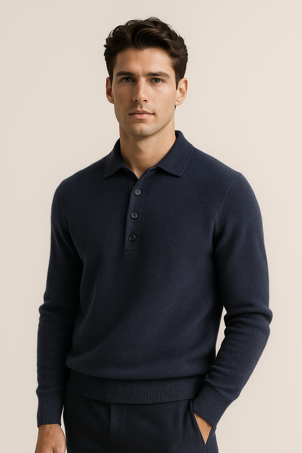 Alessandro Merino Polo Sweater Navy