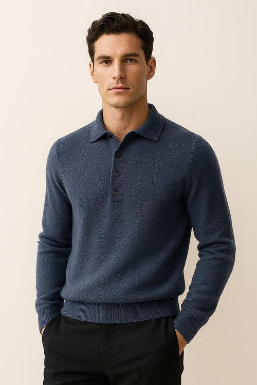 Alessandro Merino Polo Sweater Blue