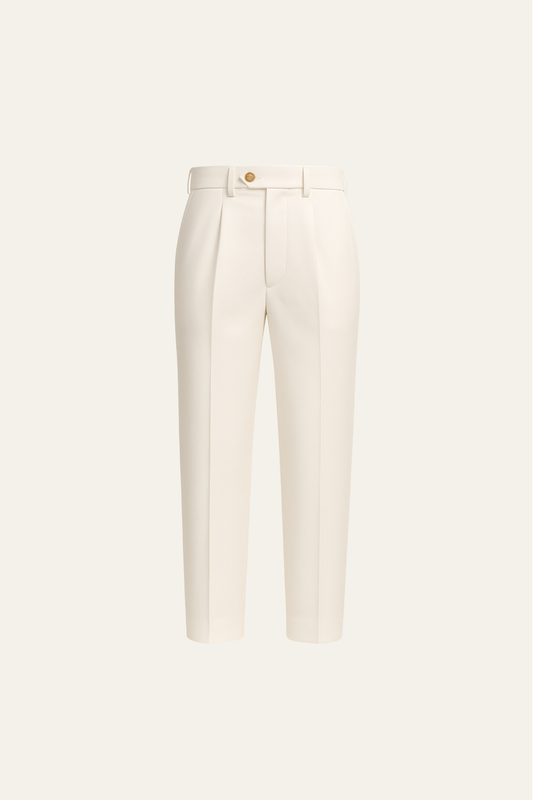 Valenti Gabardine Cotton Pantalon Ivory