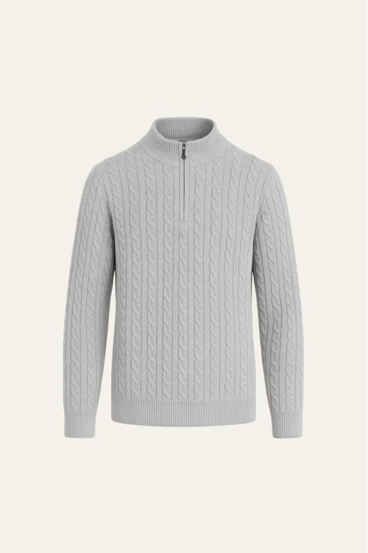 Lerano Cashmere Half-Zip Knit Grey
