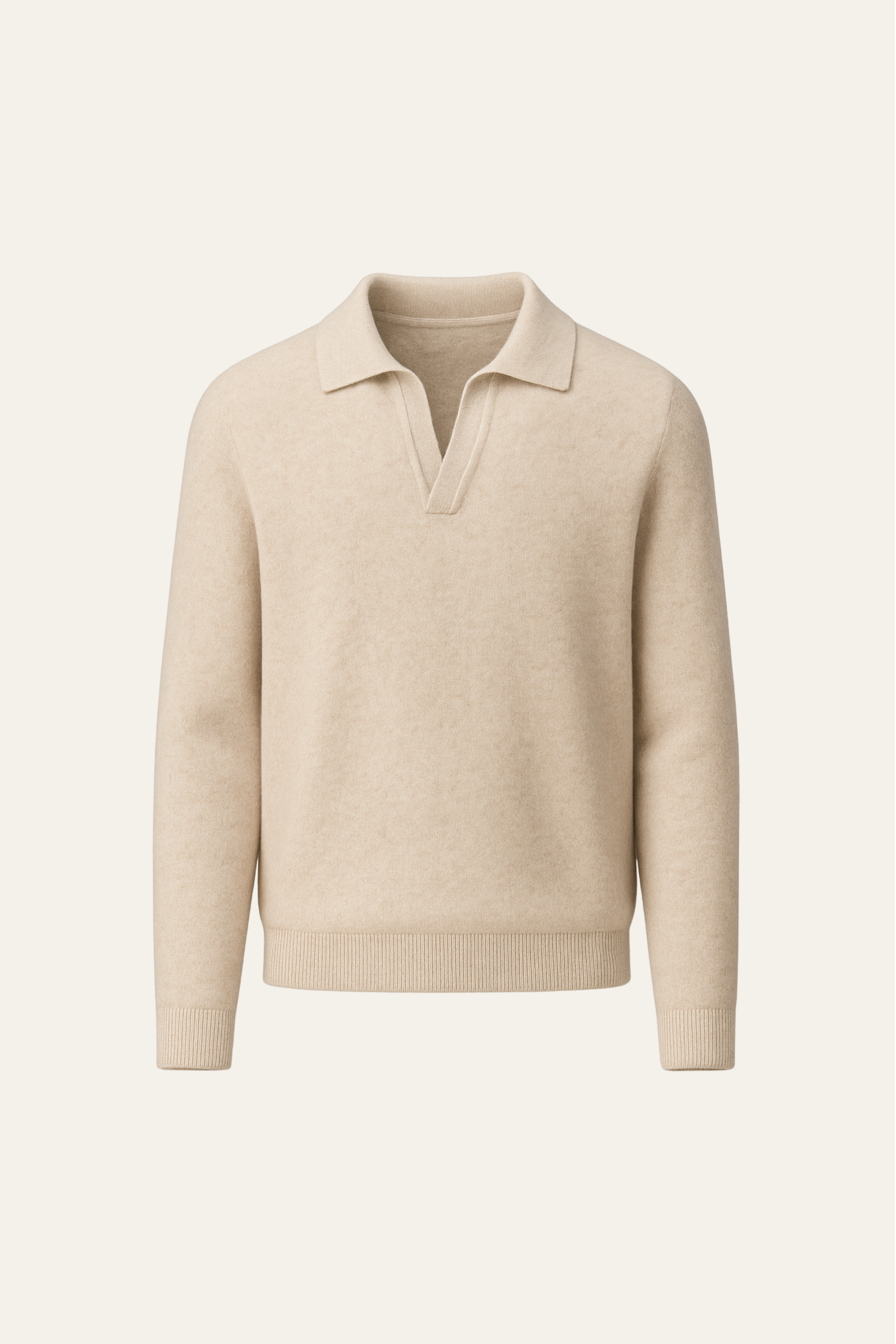 Marencio Cashmere Polo Knit Oatmeal