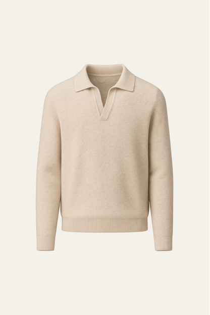 Marencio Cashmere Polo Knit Oatmeal