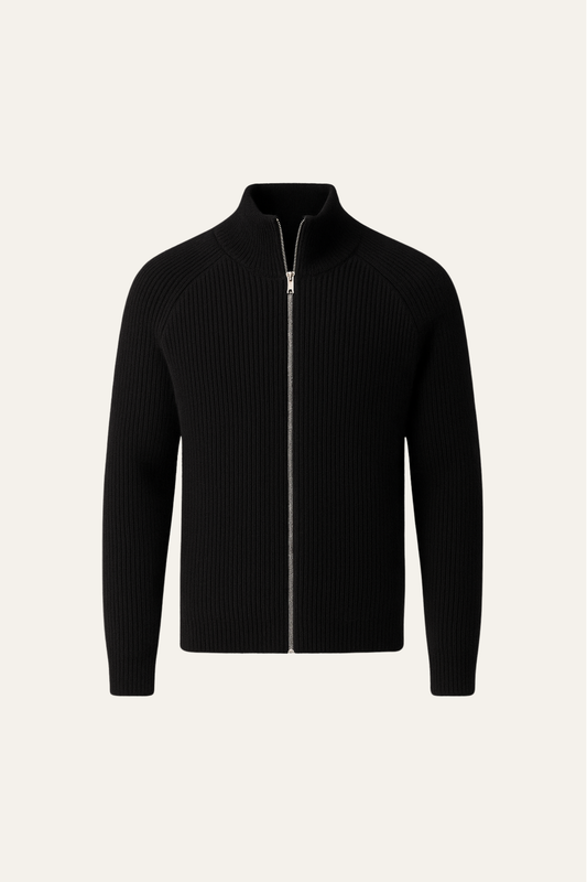 Valeno Wool Zip Knit Black