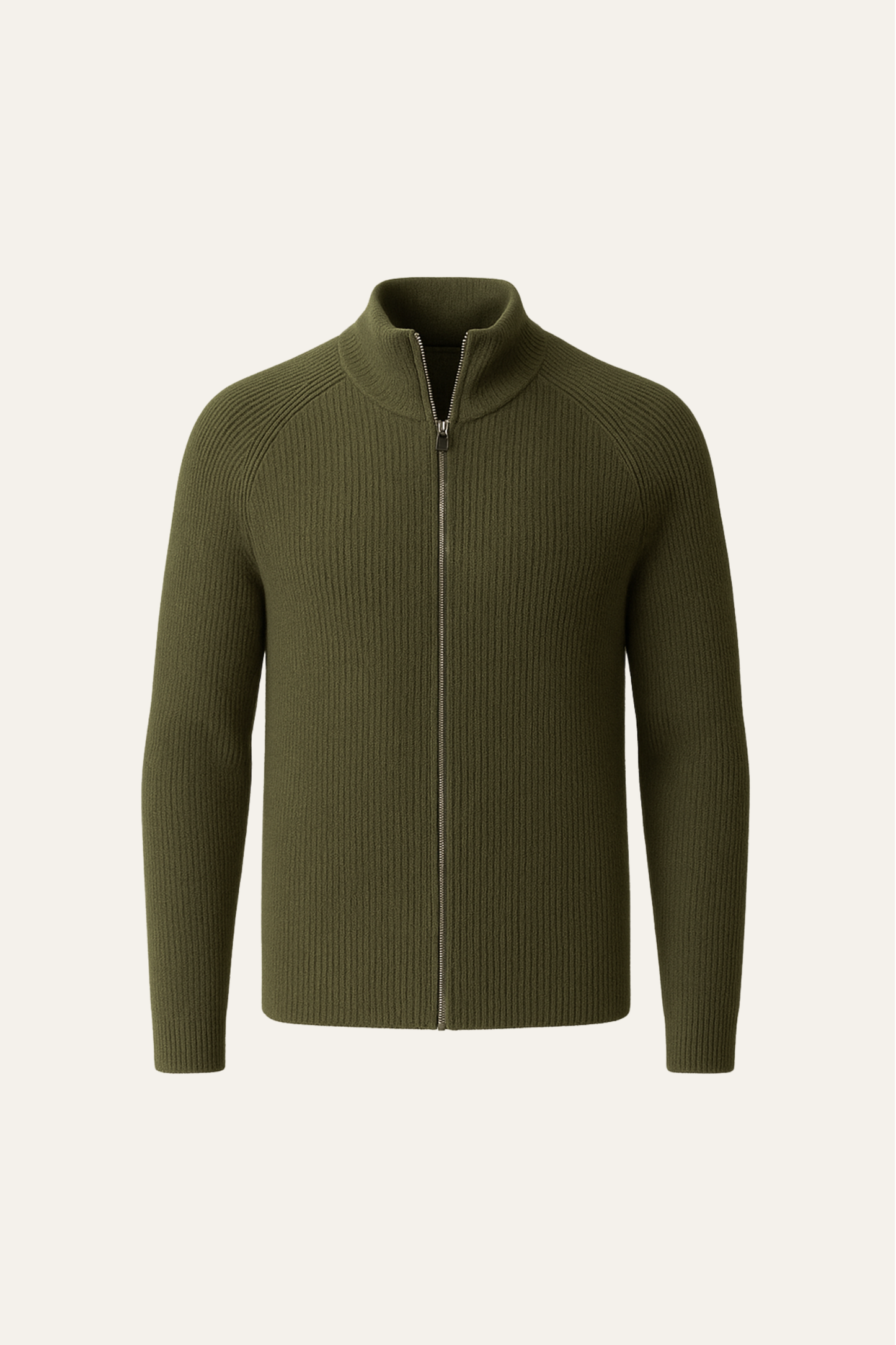 Valeno Wool Zip Knit Olive