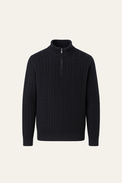 Lerano Cashmere Half-Zip Knit Black