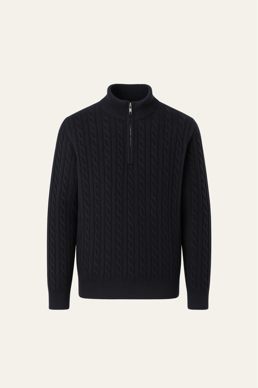 Lerano Cashmere Half-Zip Knit Black