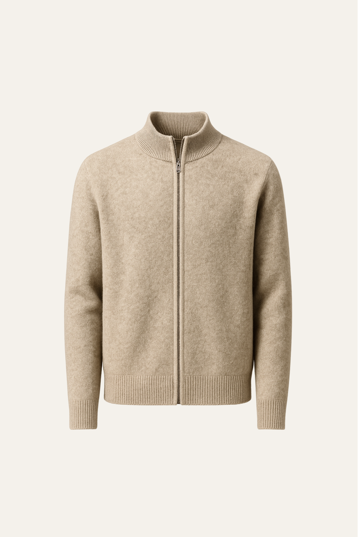 Lorenzi Cashmere Zip Knit Beige