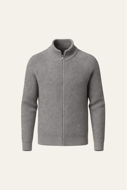 Valeno Wool Zip Knit Dark Grey