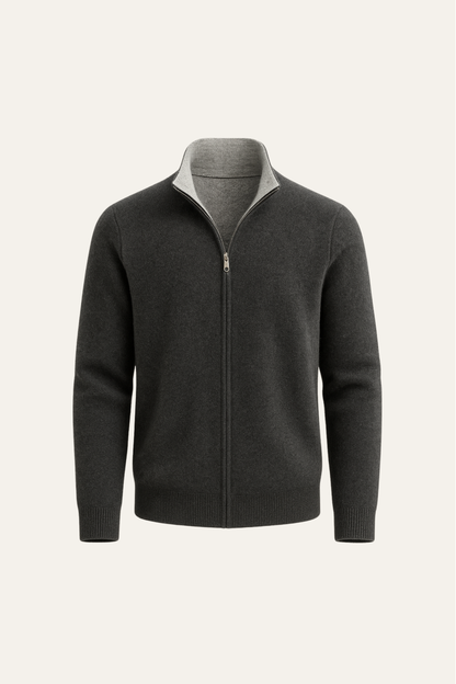 Marciello Reversible Cashmere Zip Knit Grey & Dark Grey
