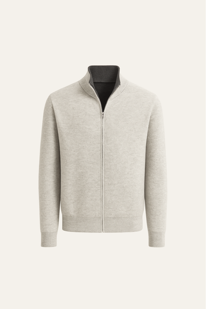Marciello Reversible Cashmere Zip Knit Grey & Dark Grey