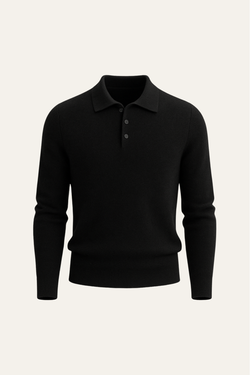 Alessandro Merino Polo Sweater Black