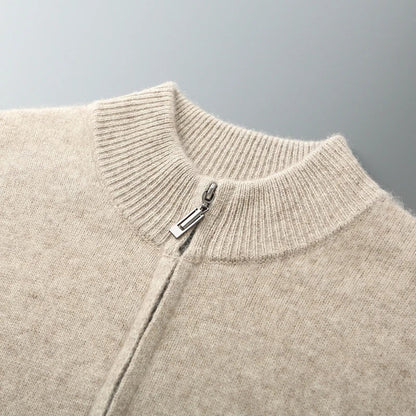 Lorenzi Cashmere Zip Knit Beige