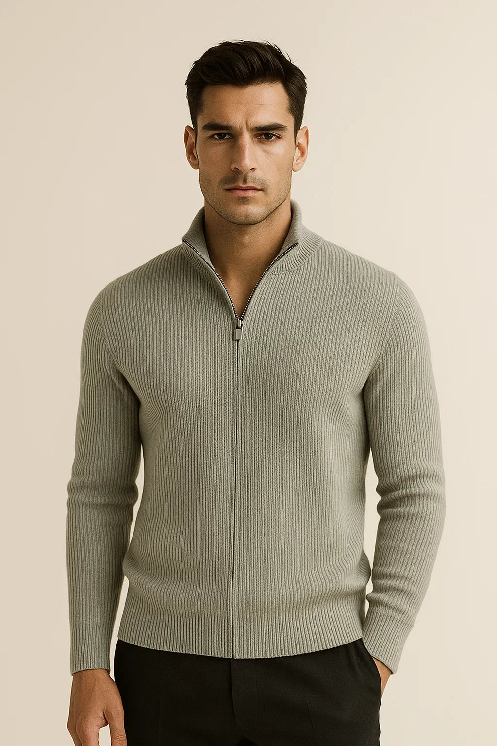 Roma Cashmere Cardigan Grey Green