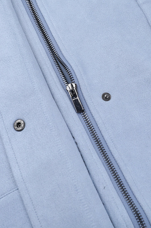 Polo Collar Solid Loose Long Sleeve Casual Coat