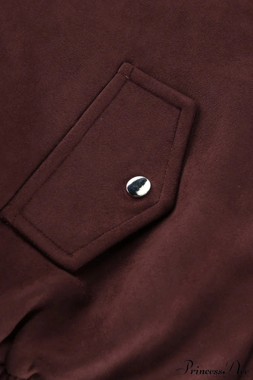 Reddish Brown Suede Collared Oversized Retro Coat