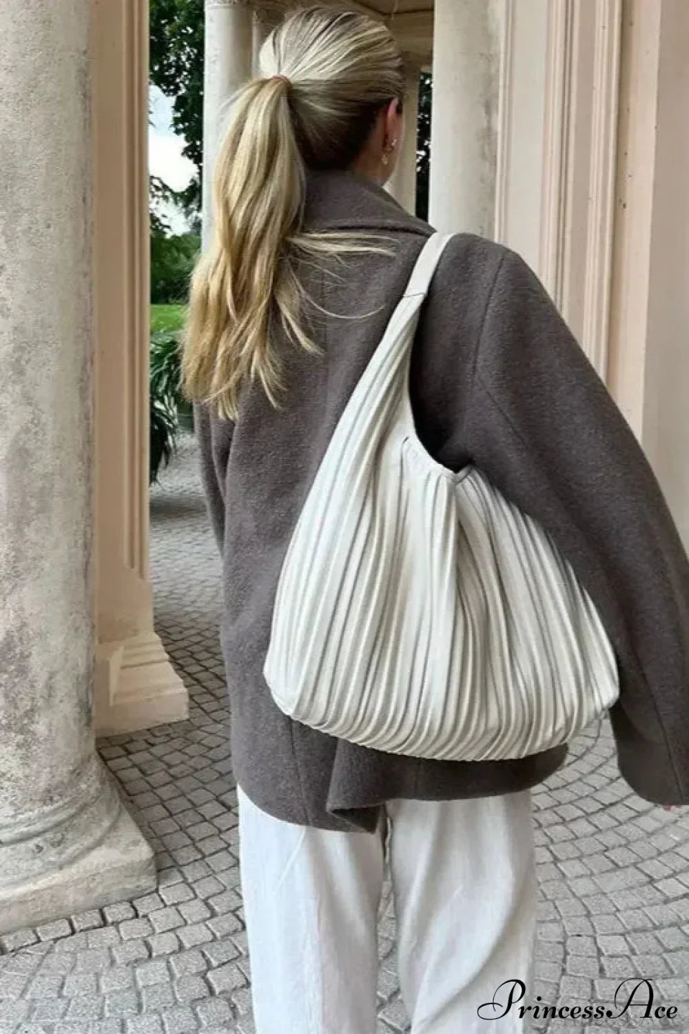 Wool Double Breasted Collared Short Sleeve Coat